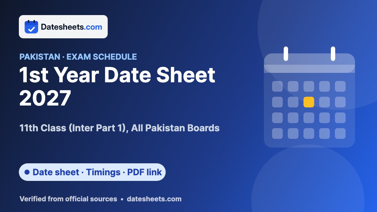 1st Year Date Sheet 2027 – exam schedule, timings and official PDF link