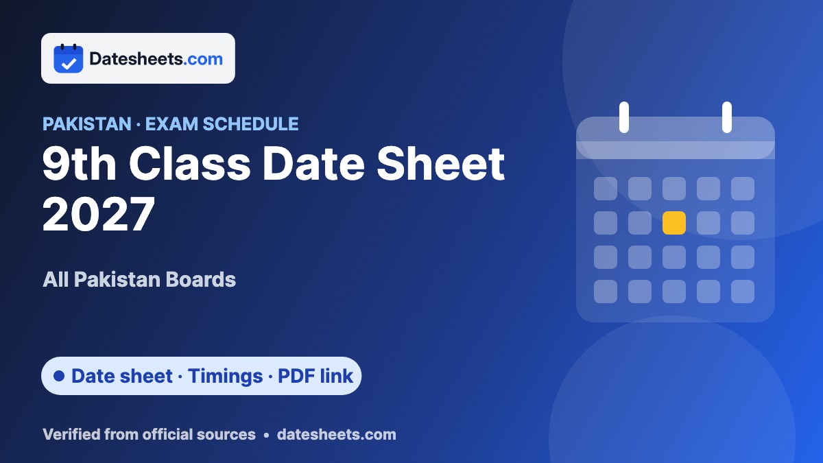 9th Class Date Sheet 2027 – exam schedule, timings and official PDF link