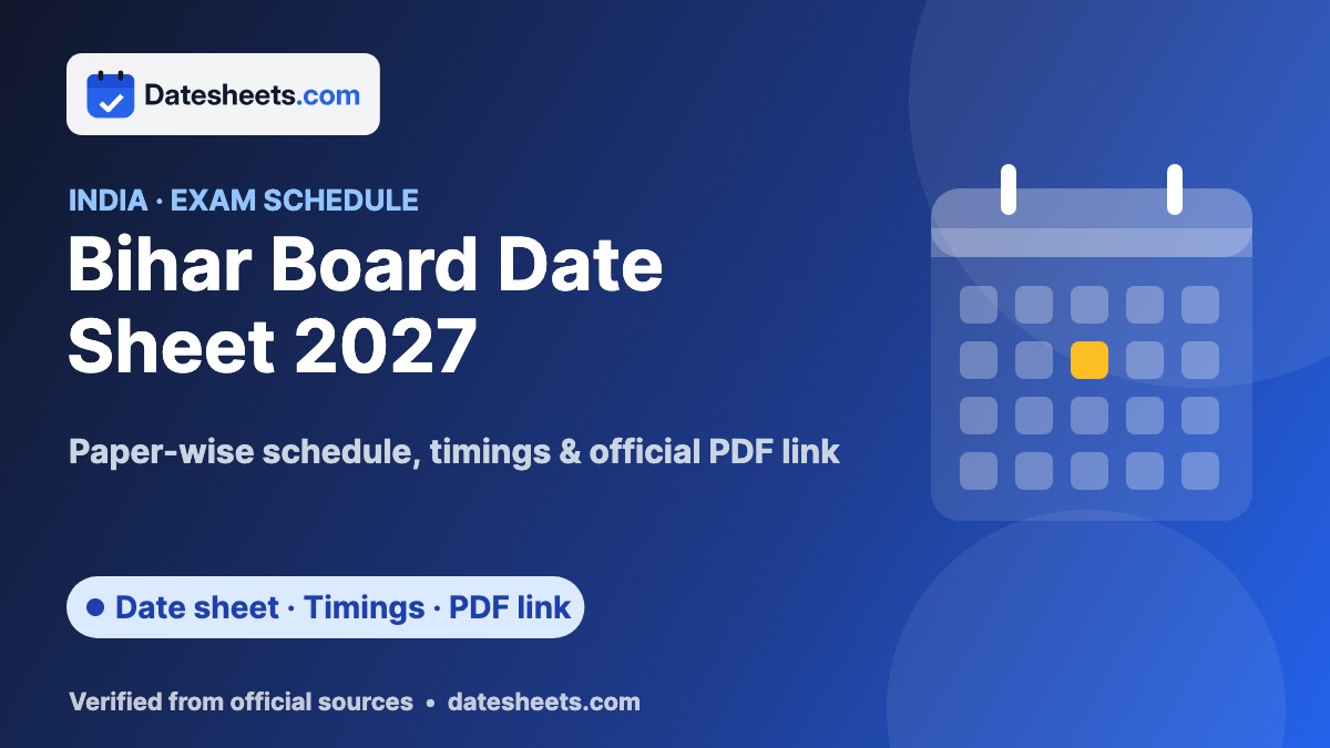 Bihar Board Date Sheet 2027 – exam schedule, timings and official PDF link