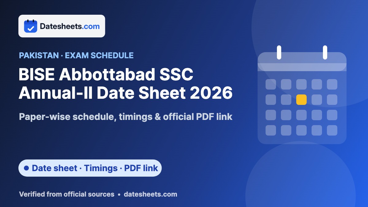 BISE Abbottabad SSC Annual-II Date Sheet 2026 – exam schedule, timings and official PDF link