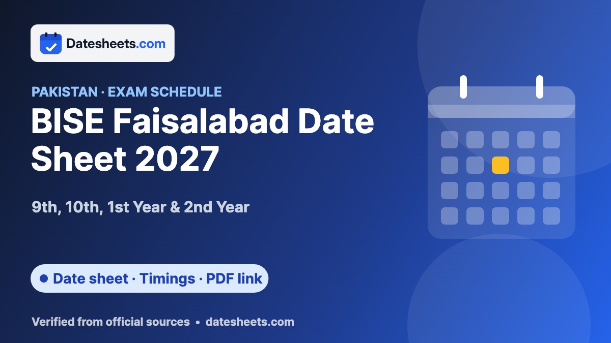 BISE Faisalabad Date Sheet 2027 – exam schedule, timings and official PDF link