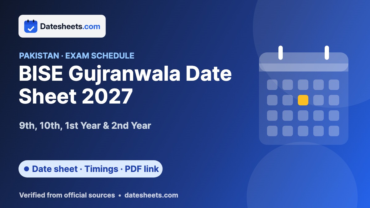 BISE Gujranwala Date Sheet 2027 – exam schedule, timings and official PDF link