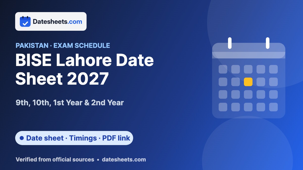 BISE Lahore Date Sheet 2027 – exam schedule, timings and official PDF link