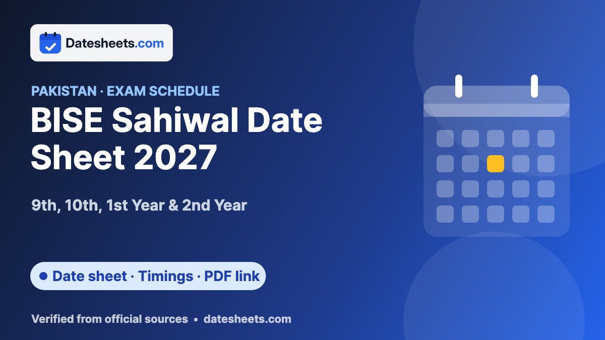 BISE Sahiwal Date Sheet 2027 – exam schedule, timings and official PDF link