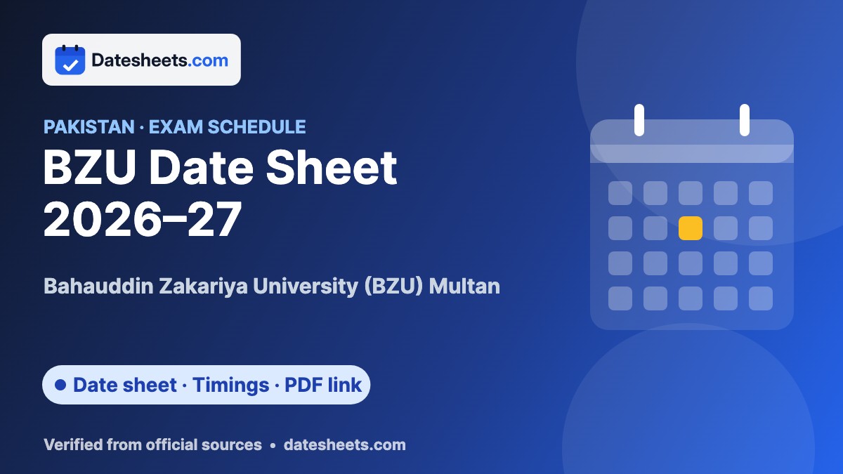 BZU Date Sheet 2026–27 – exam schedule, timings and official PDF link