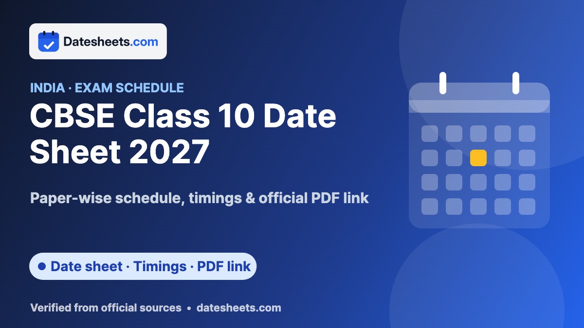 CBSE Class 10 Date Sheet 2027 – exam schedule, timings and official PDF link