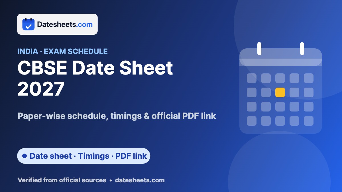 CBSE Date Sheet 2027 – exam schedule, timings and official PDF link