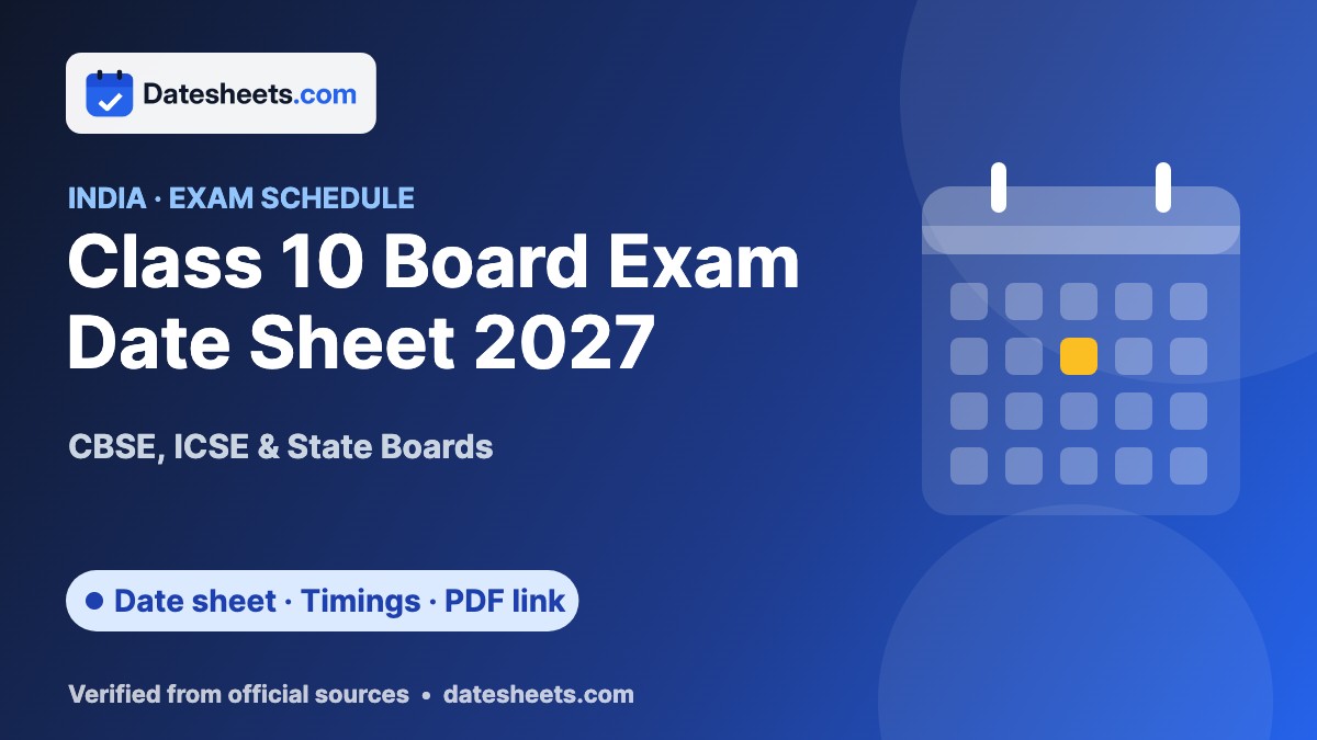 Class 10 Board Exam Date Sheet 2027 – exam schedule, timings and official PDF link