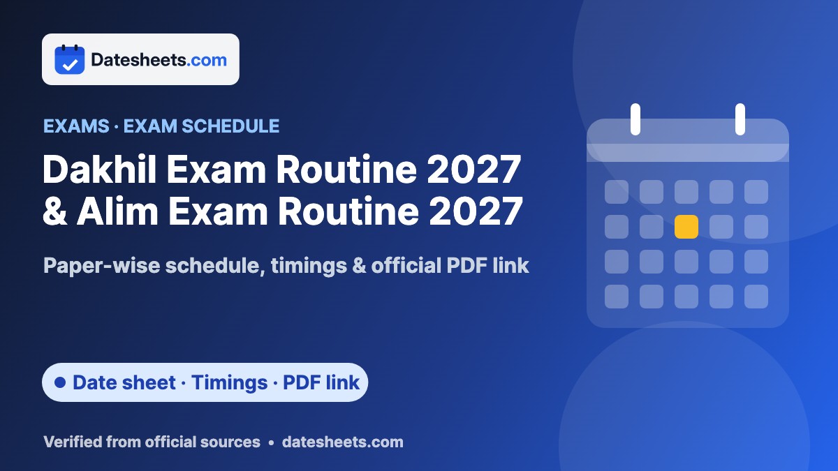 Dakhil Exam Routine 2027 & Alim Exam Routine 2027 – exam schedule, timings and official PDF link