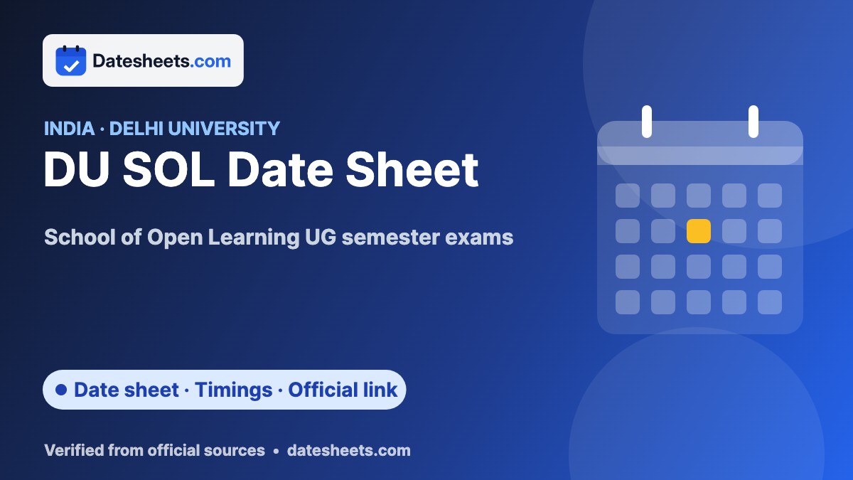 DU SOL Date Sheet December 2026 – January 2027 (Semester I, III, V & VII)