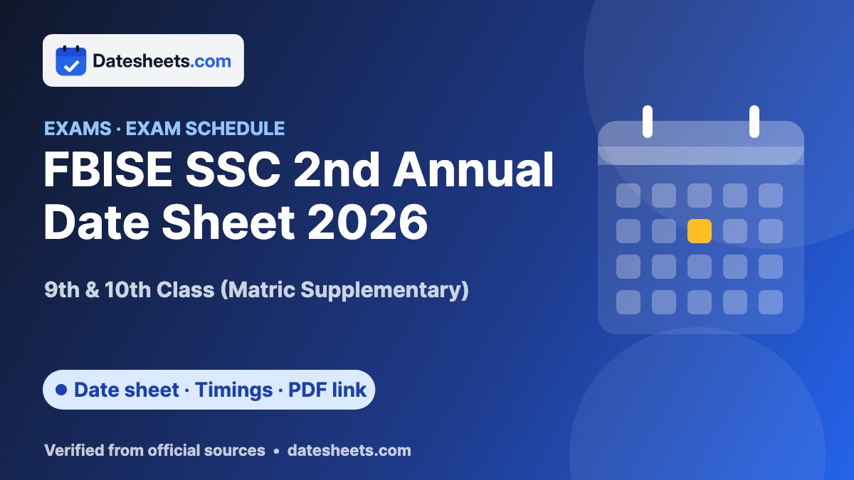 FBISE SSC 2nd Annual Date Sheet 2026 – exam schedule, timings and official PDF link