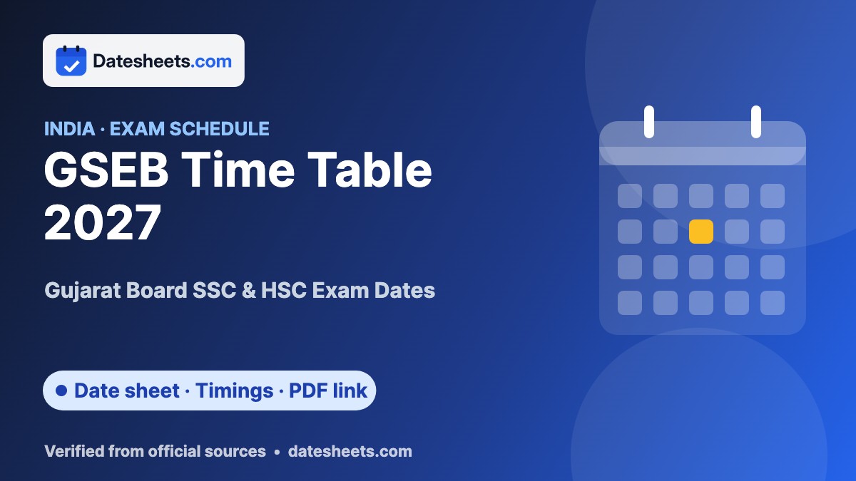 GSEB Time Table 2027 – exam schedule, timings and official PDF link