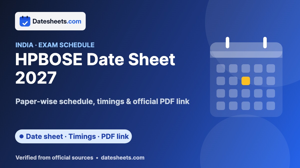 HPBOSE Date Sheet 2027 – exam schedule, timings and official PDF link
