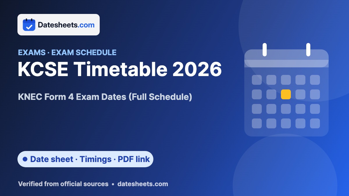 KCSE Timetable 2026 – exam schedule, timings and official PDF link