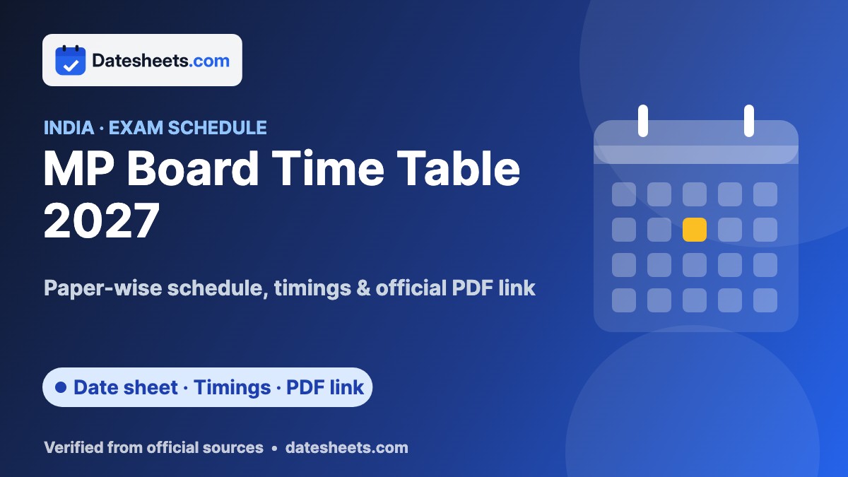 MP Board Time Table 2027 – exam schedule, timings and official PDF link