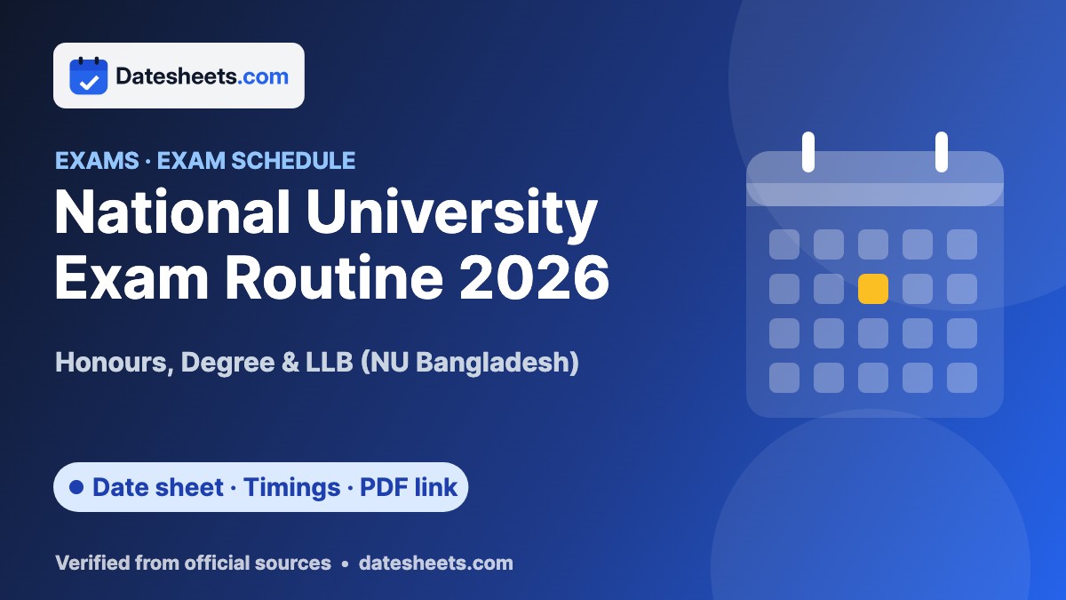 National University Exam Routine 2026 – exam schedule, timings and official PDF link