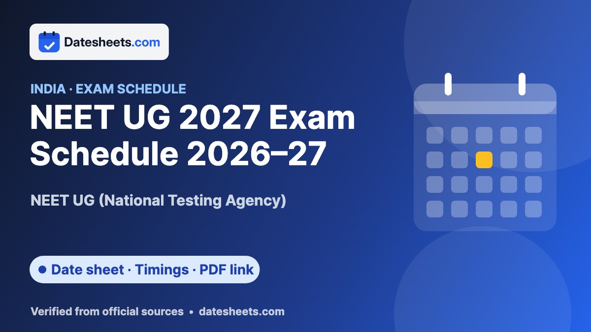 NEET UG 2027 Exam Schedule 2026–27 – exam schedule, timings and official PDF link