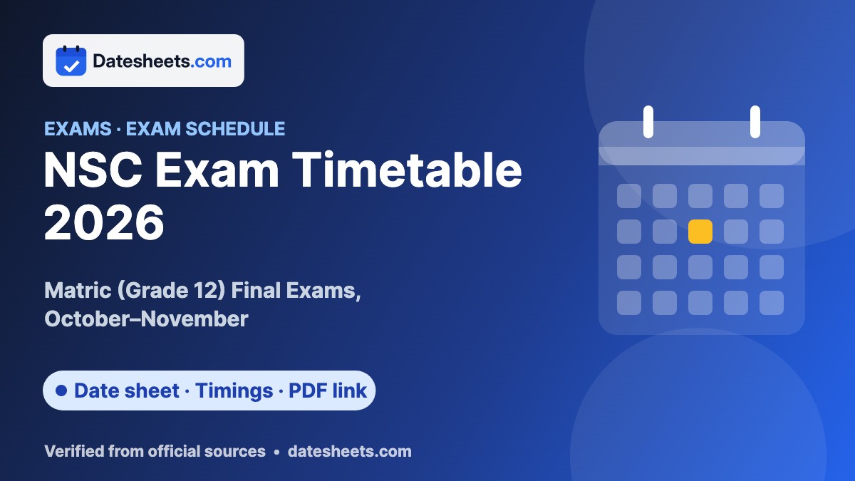 NSC Exam Timetable 2026 – exam schedule, timings and official PDF link
