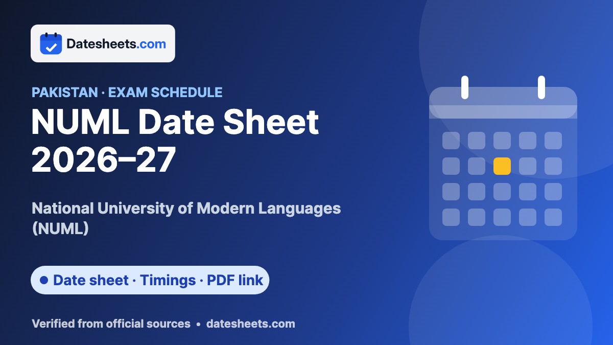 NUML Date Sheet 2026–27 – exam schedule, timings and official PDF link