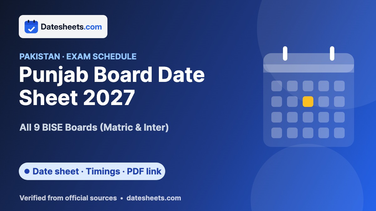 Punjab Board Date Sheet 2027 – exam schedule, timings and official PDF link