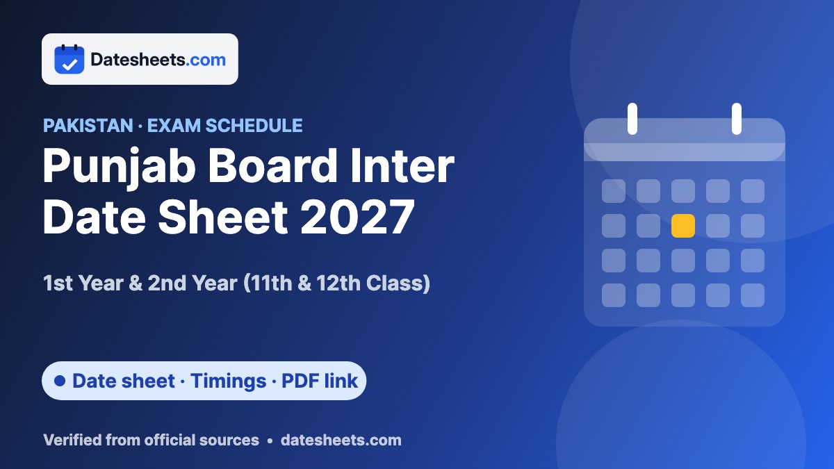 Punjab Board Inter Date Sheet 2027 – exam schedule, timings and official PDF link