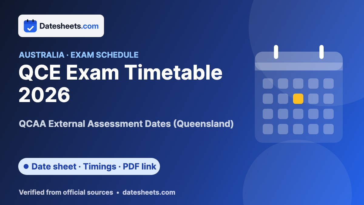 QCE Exam Timetable 2026 – exam schedule, timings and official PDF link