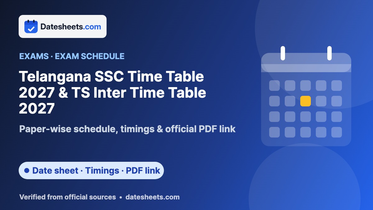 Telangana SSC Time Table 2027 & TS Inter Time Table 2027 – exam schedule, timings and official PDF link
