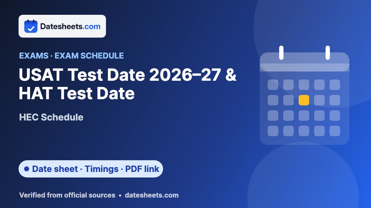 USAT Test Date 2026–27 & HAT Test Date – exam schedule, timings and official PDF link