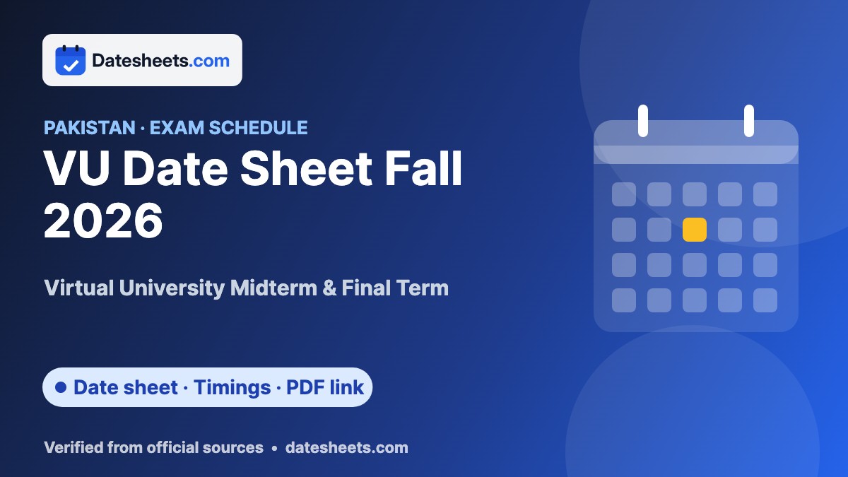 VU Date Sheet Fall 2026 – exam schedule, timings and official PDF link