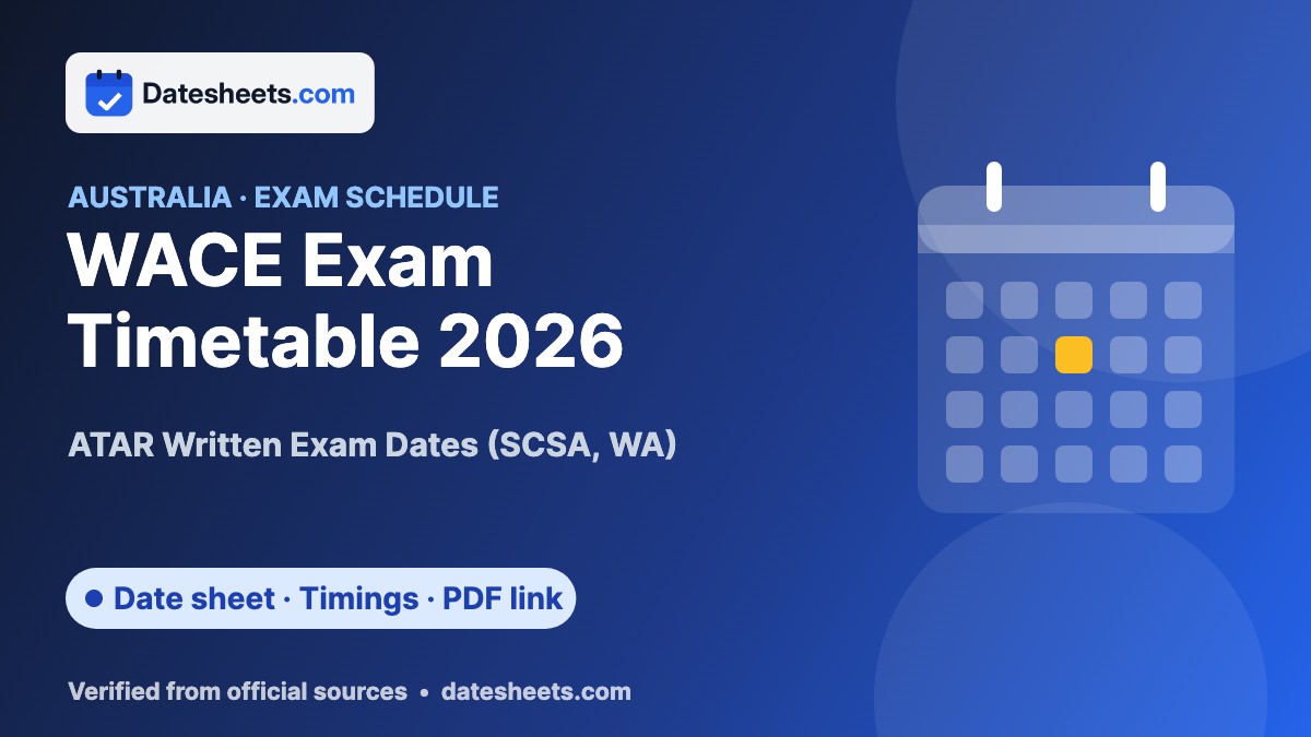 WACE Exam Timetable 2026 – exam schedule, timings and official PDF link