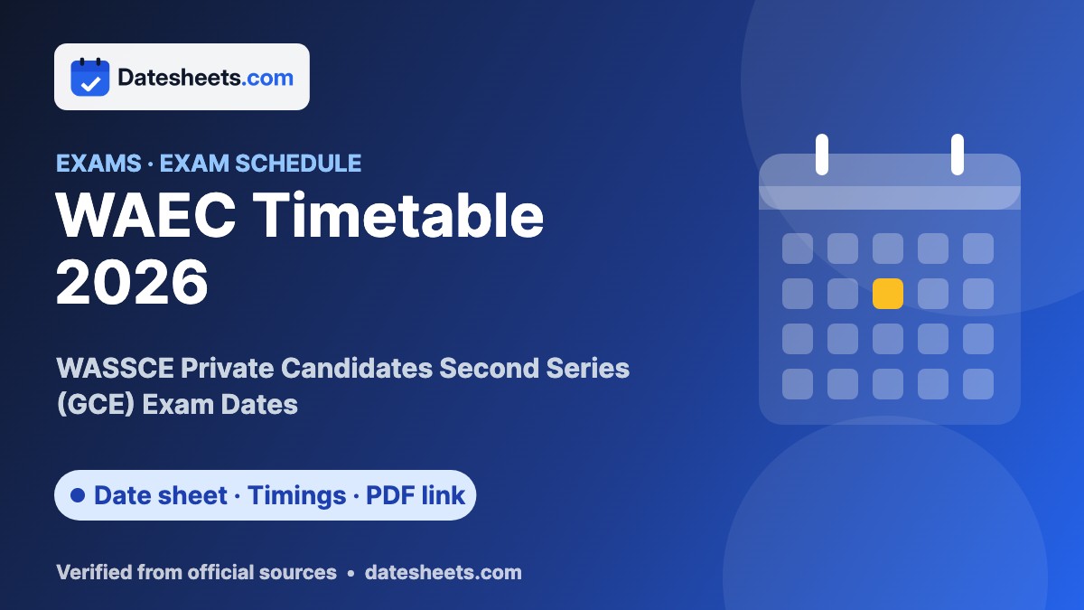 WAEC Timetable 2026 – exam schedule, timings and official PDF link
