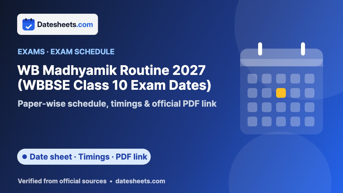 WB Madhyamik Routine 2027 (WBBSE Class 10 Exam Dates) – exam schedule, timings and official PDF link